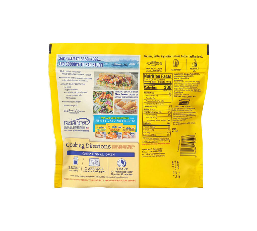 Gorton’s Beer Battered Fish Fillets