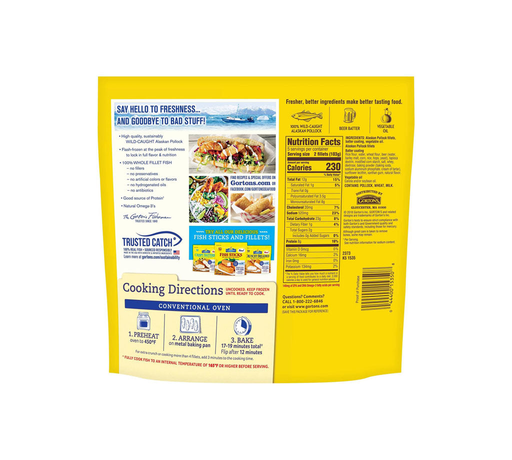 Gorton’s Beer Battered Fish Fillets